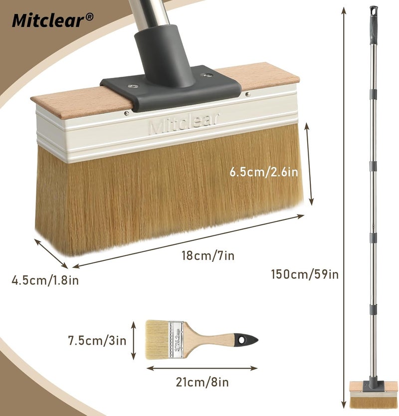 Mitclear Deck Stain Brush Applicator with Long Handle(59IN), 7IN Wide Deck Paint Brushes for Applying Stains, Paints and Sealer on Outdoor Wood Deck, Fence, Patio, Wall, Furniture - Image 2